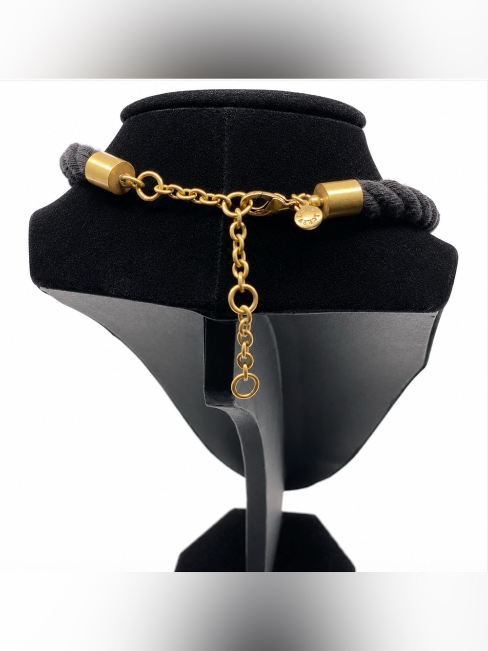 J Crew Black Cord Matte Gold Tone Pink Rhinestone Necklace - Picture 6 of 7